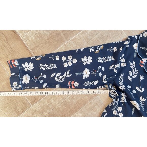 Bedhead Pajama Set Size L Classic Long Sleeve Dk Navy Blue Floral Pockets Cotton - Picture 8 of 16